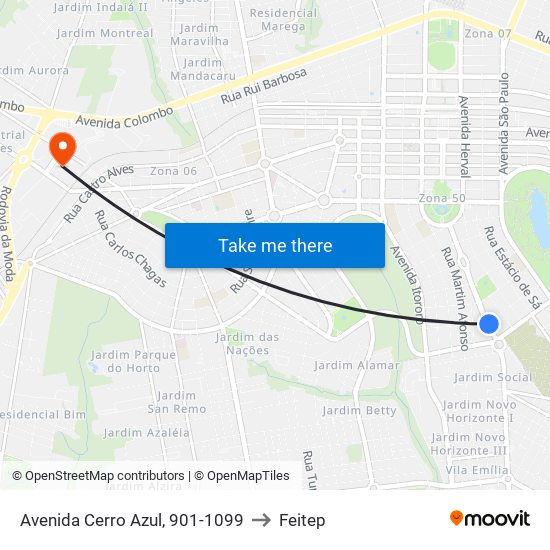 Avenida Cerro Azul, 901-1099 to Feitep map