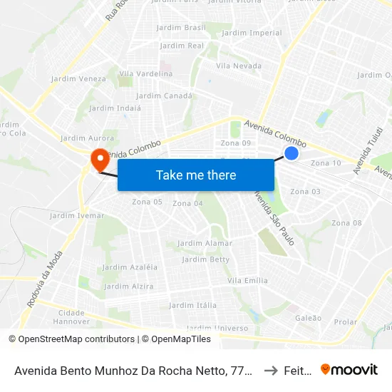 Avenida Bento Munhoz Da Rocha Netto, 778-962 to Feitep map
