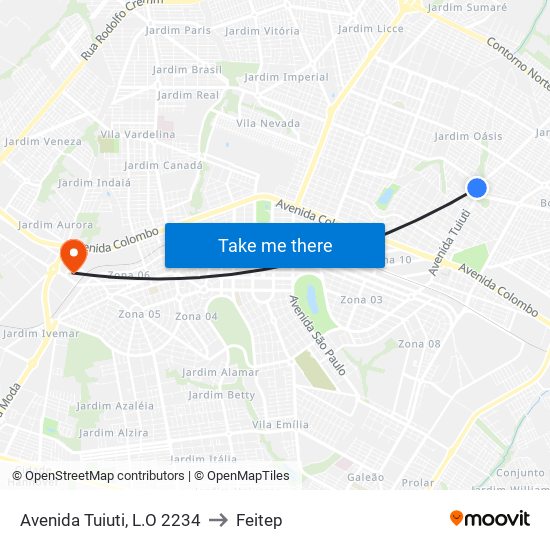Avenida Tuiuti, L.O 2234 to Feitep map