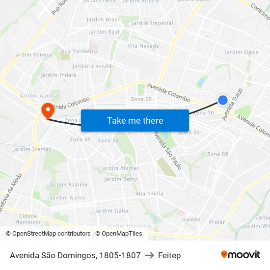 Avenida São Domingos, 1805-1807 to Feitep map
