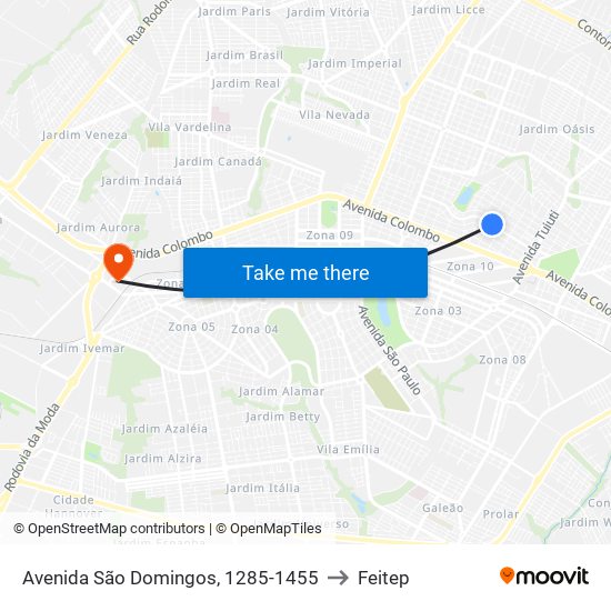 Avenida São Domingos, 1285-1455 to Feitep map