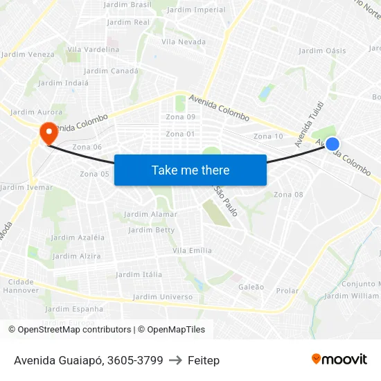 Avenida Guaiapó, 3605-3799 to Feitep map