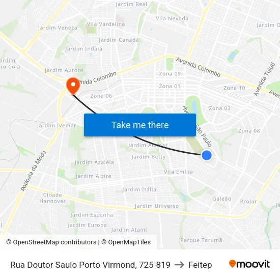 Rua Doutor Saulo Porto Virmond, 725-819 to Feitep map