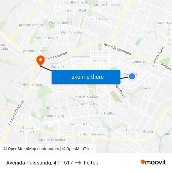 Avenida Paissandú, 411-517 to Feitep map
