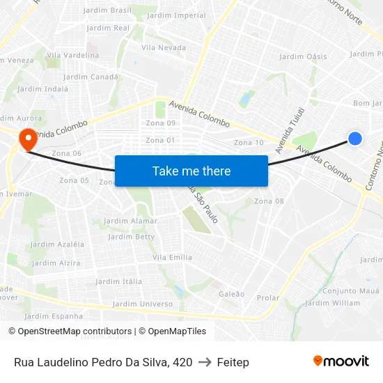 Rua Laudelino Pedro Da Silva, 420 to Feitep map