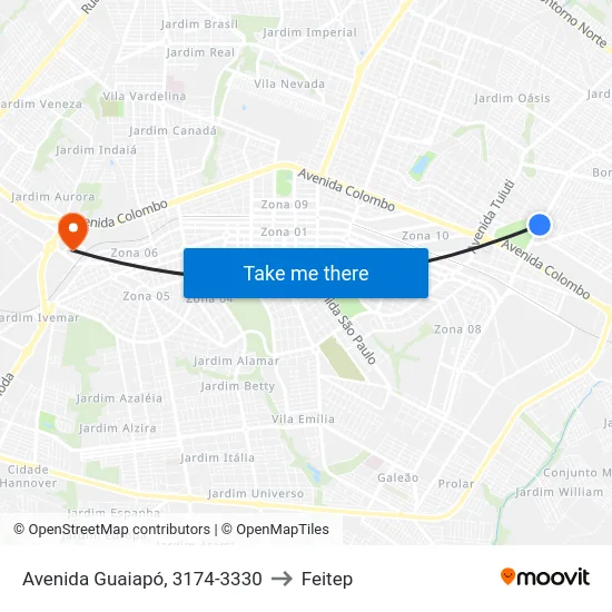 Avenida Guaiapó, 3174-3330 to Feitep map