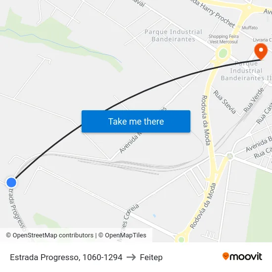 Estrada Progresso, 1060-1294 to Feitep map