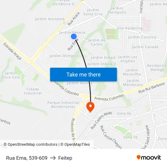 Rua Ema, 539-609 to Feitep map