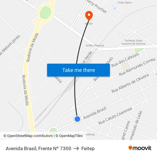 Avenida Brasil, Frente  Nº 7300 to Feitep map