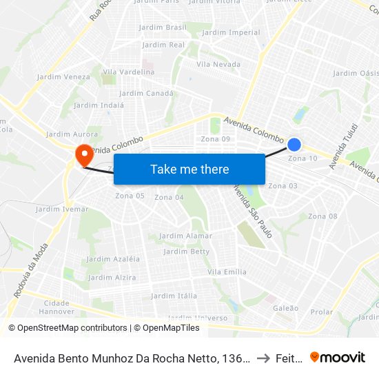 Avenida Bento Munhoz Da Rocha Netto, 1366-1552 to Feitep map