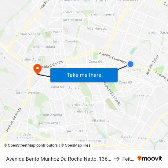 Avenida Bento Munhoz Da Rocha Netto, 1366-1552 to Feitep map