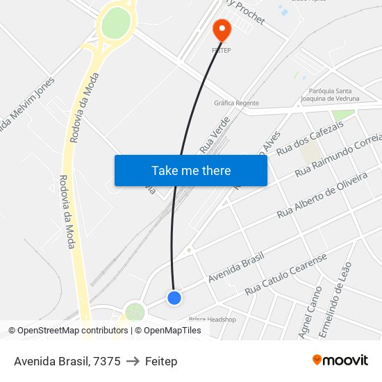 Avenida Brasil, 7375 to Feitep map