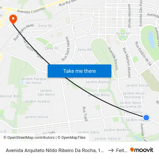 Avenida Arquiteto Nildo Ribeiro Da Rocha, 1701-1801 to Feitep map