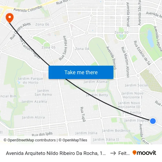 Avenida Arquiteto Nildo Ribeiro Da Rocha, 1460-1540 to Feitep map