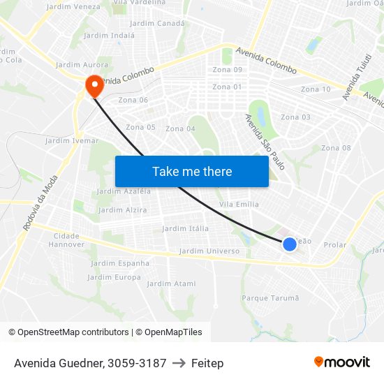 Avenida Guedner, 3059-3187 to Feitep map