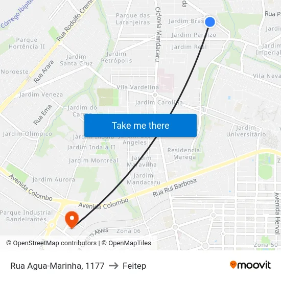 Rua Agua-Marinha, 1177 to Feitep map