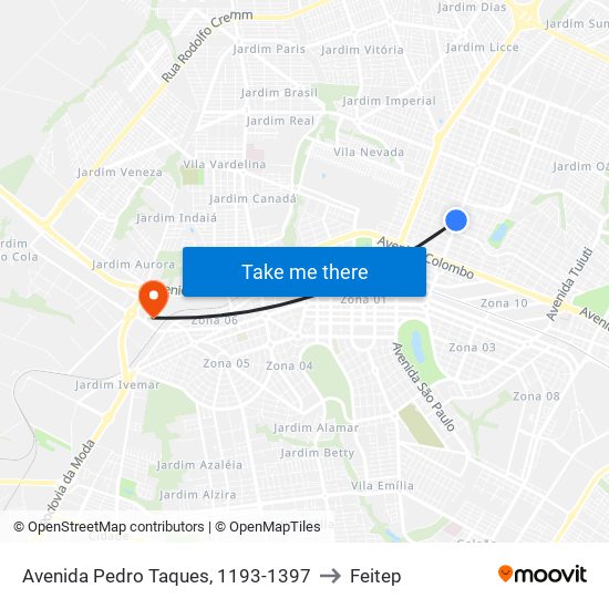 Avenida Pedro Taques, 1193-1397 to Feitep map