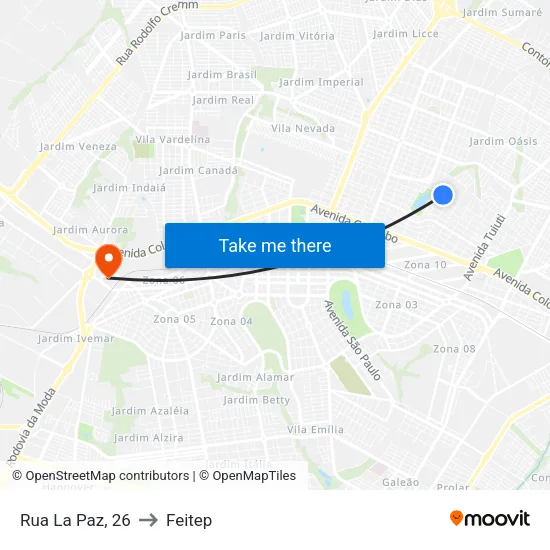 Rua La Paz, 26 to Feitep map