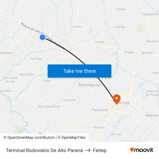 Terminal Rodoviário De Alto Paraná to Feitep map