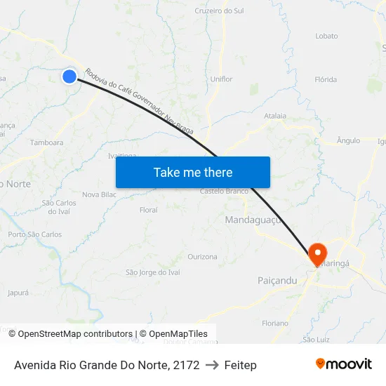 Avenida Rio Grande Do Norte, 2172 to Feitep map
