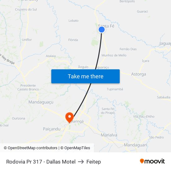 Rodovia Pr 317  - Dallas Motel to Feitep map