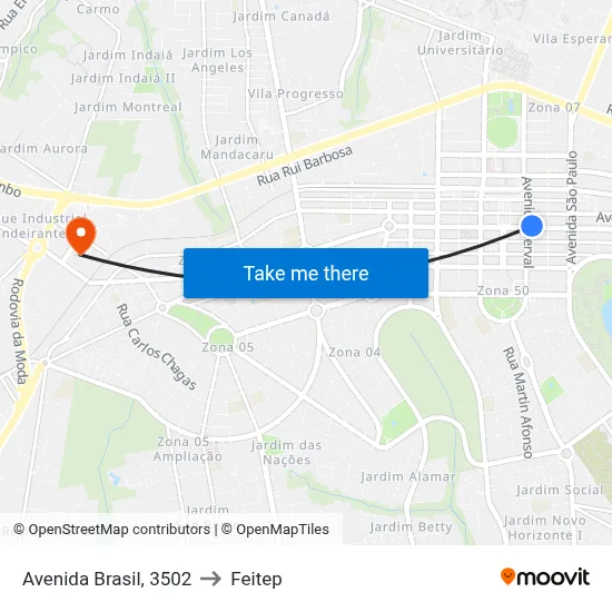 Avenida Brasil, 3502 to Feitep map