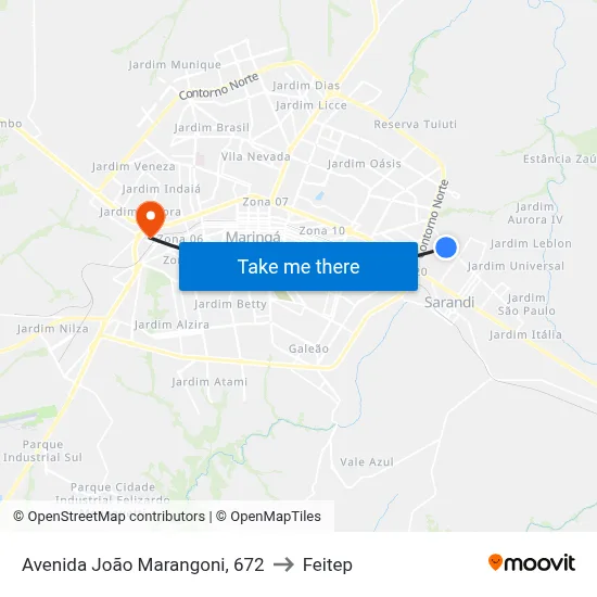 Avenida João Marangoni, 672 to Feitep map