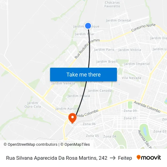 Rua Silvana Aparecida Da Rosa Martins, 242 to Feitep map