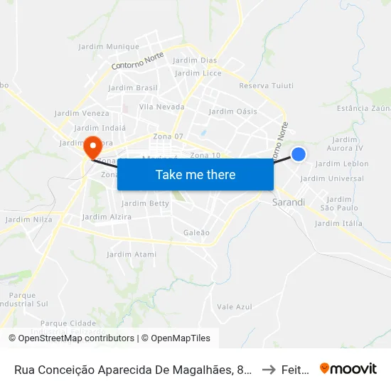 Rua Conceição Aparecida De Magalhães, 820 to Feitep map