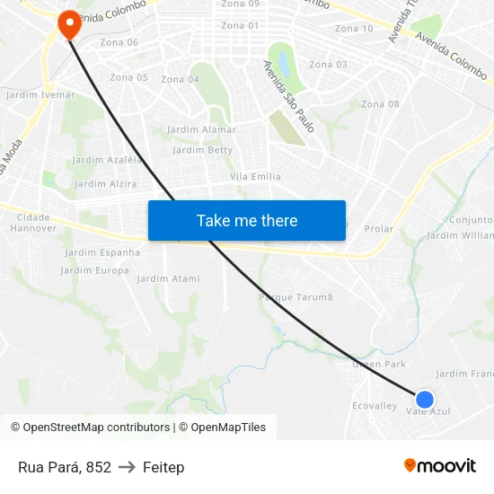 Rua Pará, 852 to Feitep map