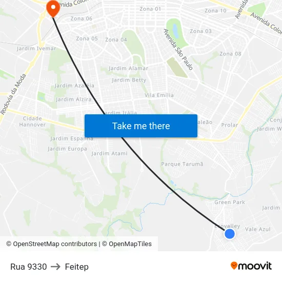 Rua 9330 to Feitep map