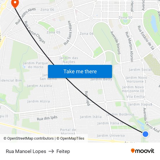 Rua Manoel Lopes to Feitep map