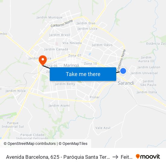 Avenida Barcelona, 625 - Paróquia Santa Terezinha to Feitep map