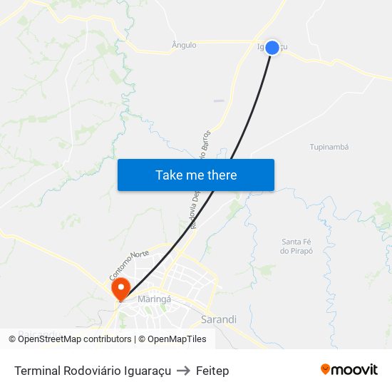 Terminal Rodoviário Iguaraçu to Feitep map