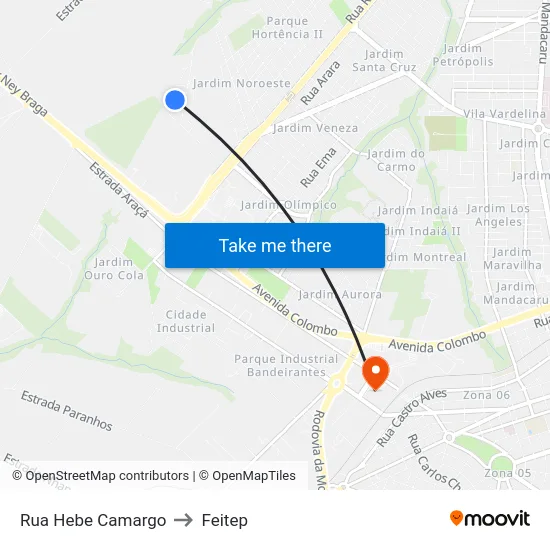 Rua Hebe Camargo to Feitep map