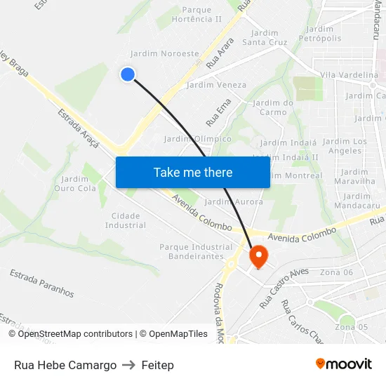 Rua Hebe Camargo to Feitep map