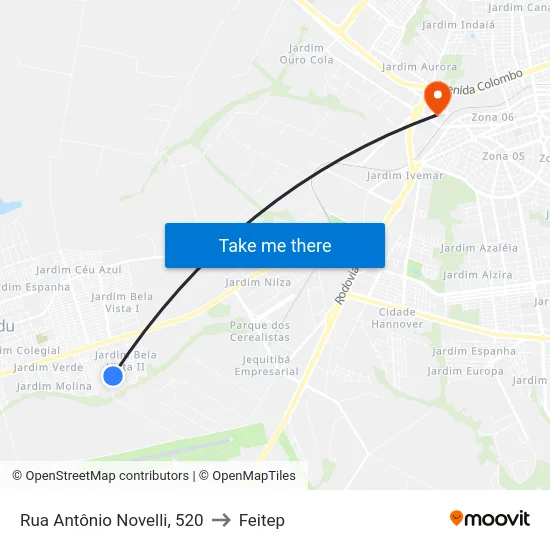 Rua Antônio Novelli, 520 to Feitep map