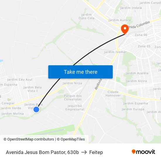 Avenida Jesus Bom Pastor, 630b to Feitep map