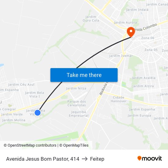 Avenida Jesus Bom Pastor, 414 to Feitep map