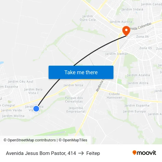 Avenida Jesus Bom Pastor, 414 to Feitep map