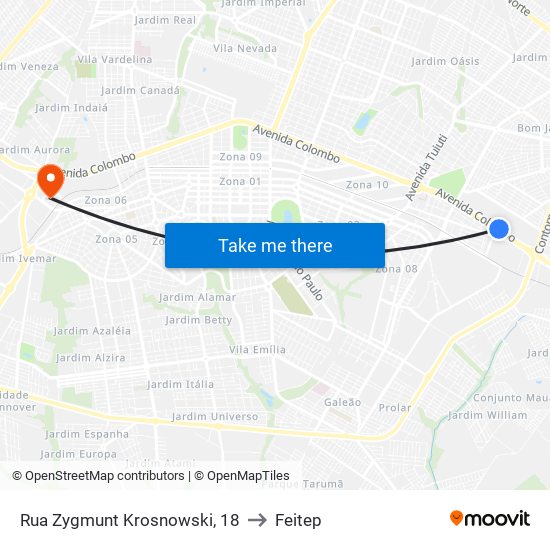 Rua Zygmunt Krosnowski, 18 to Feitep map