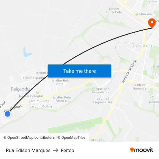 Rua Edison Marques to Feitep map