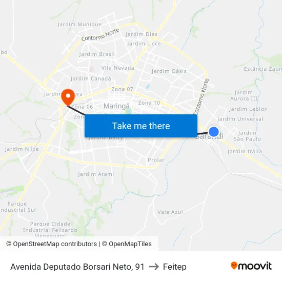 Avenida Deputado Borsari Neto, 91 to Feitep map