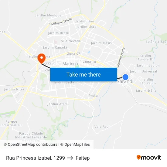 Rua Princesa Izabel, 1299 to Feitep map