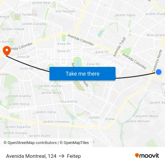 Avenida Montreal, 124 to Feitep map