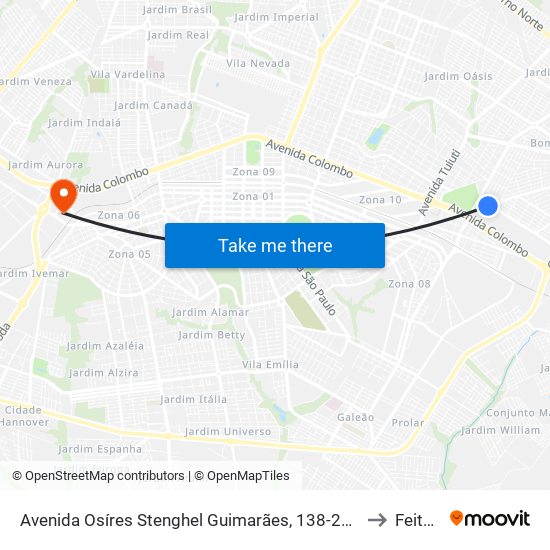 Avenida Osíres Stenghel Guimarães, 138-204 to Feitep map