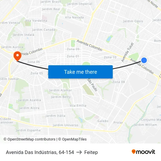 Avenida Das Indústrias, 64-154 to Feitep map
