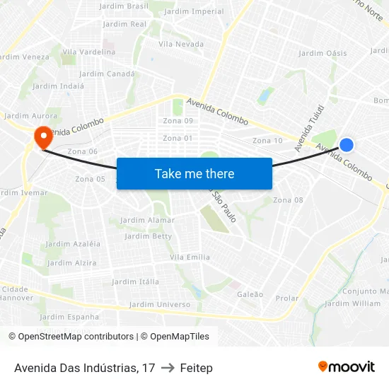 Avenida Das Indústrias, 17 to Feitep map
