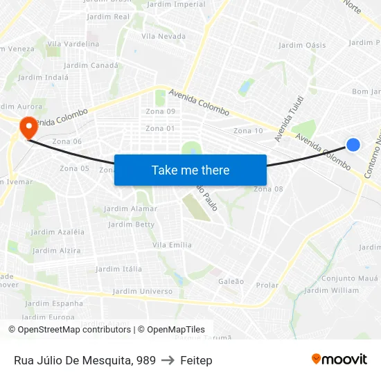 Rua Júlio De Mesquita, 989 to Feitep map