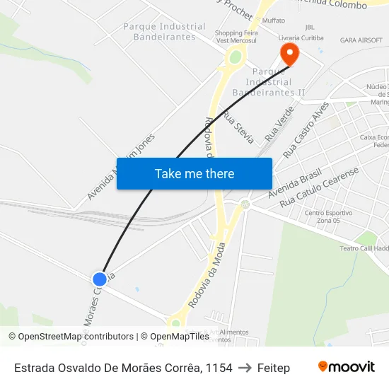 Estrada Osvaldo De Morães Corrêa, 1154 to Feitep map